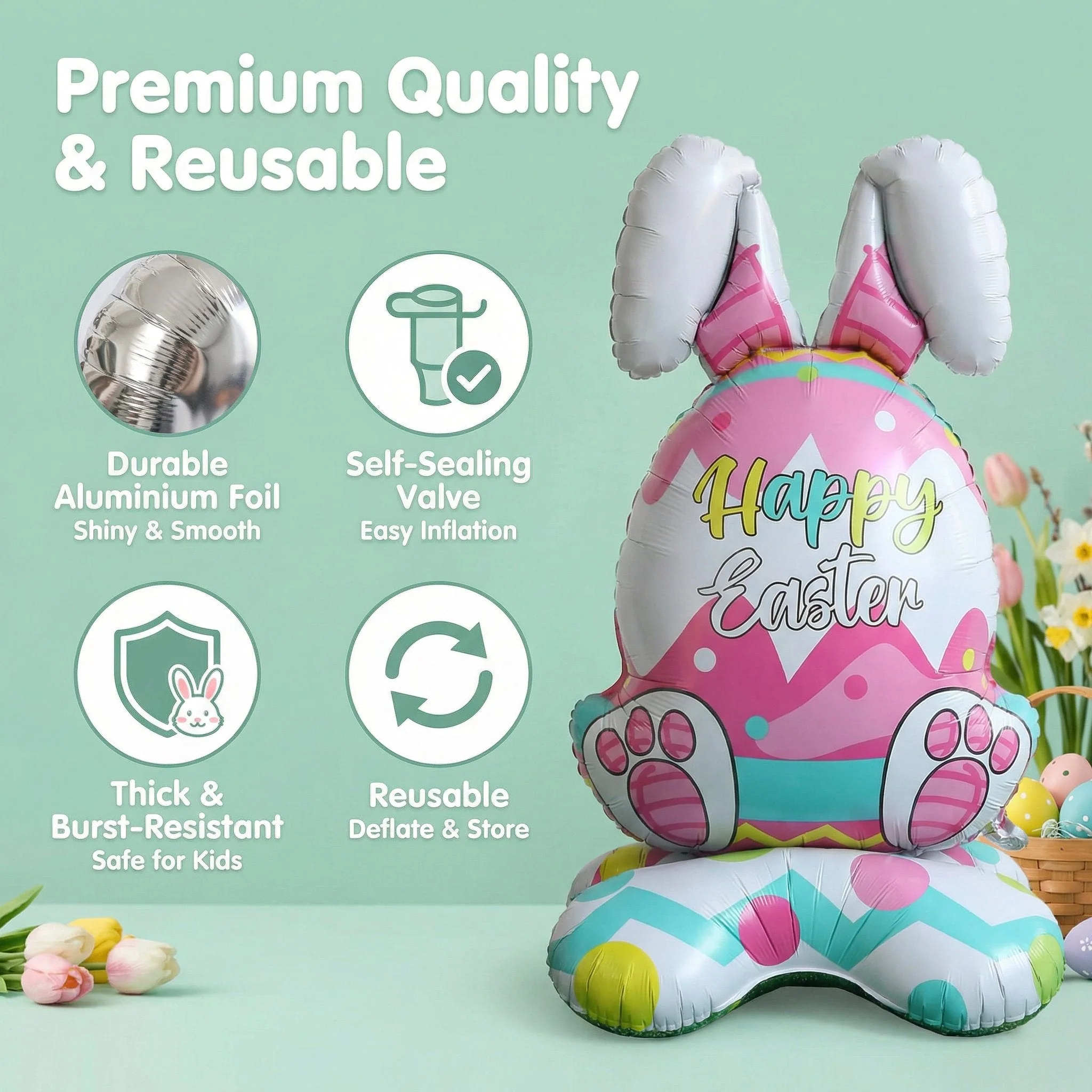 🎁Easter Early Bird Sale🐰Giant 3D Standing Bunny Balloon Self-Supporting Festive Cheer - Image 2