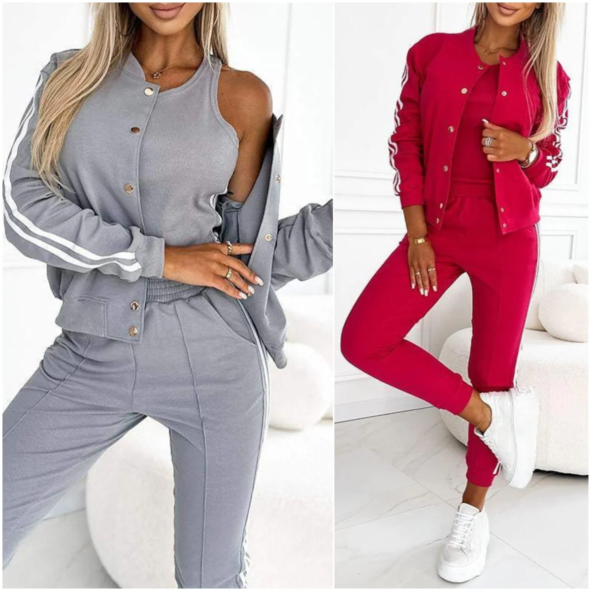 🔥THE WEEK'S SPECIAL PRICE🔥Women's three-piece baseball jacket and pants set - Image 23