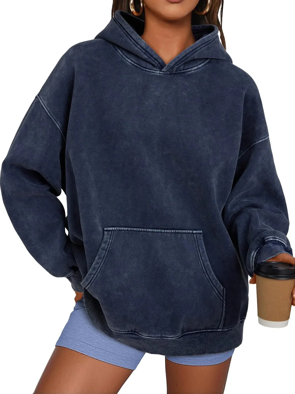 🔥LAST DAY SALE 49% OFF!!💥🎁Womens Acid Wash Hoodie Oversized Long Sleeve Fall Fashion Sweatshirts - Image 15