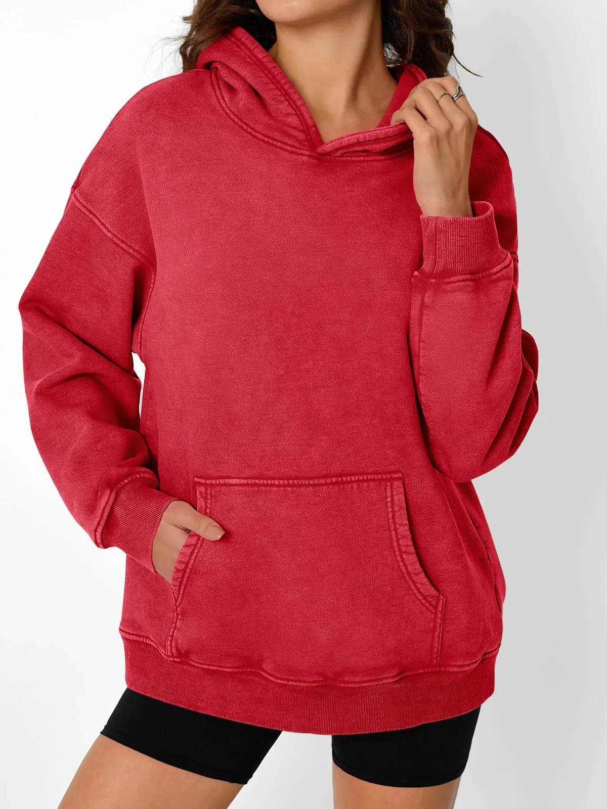 🔥LAST DAY SALE 49% OFF!!💥🎁Womens Acid Wash Hoodie Oversized Long Sleeve Fall Fashion Sweatshirts - Image 2
