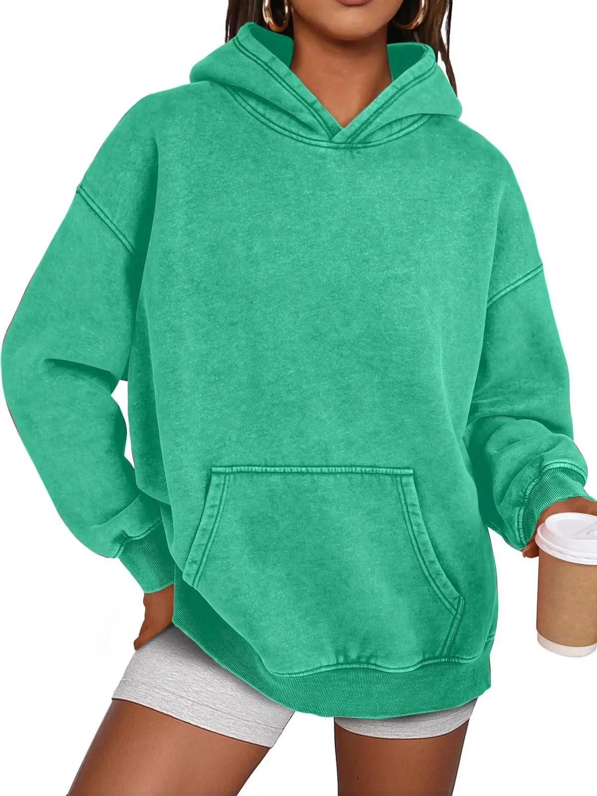 🔥LAST DAY SALE 49% OFF!!💥🎁Womens Acid Wash Hoodie Oversized Long Sleeve Fall Fashion Sweatshirts - Image 8