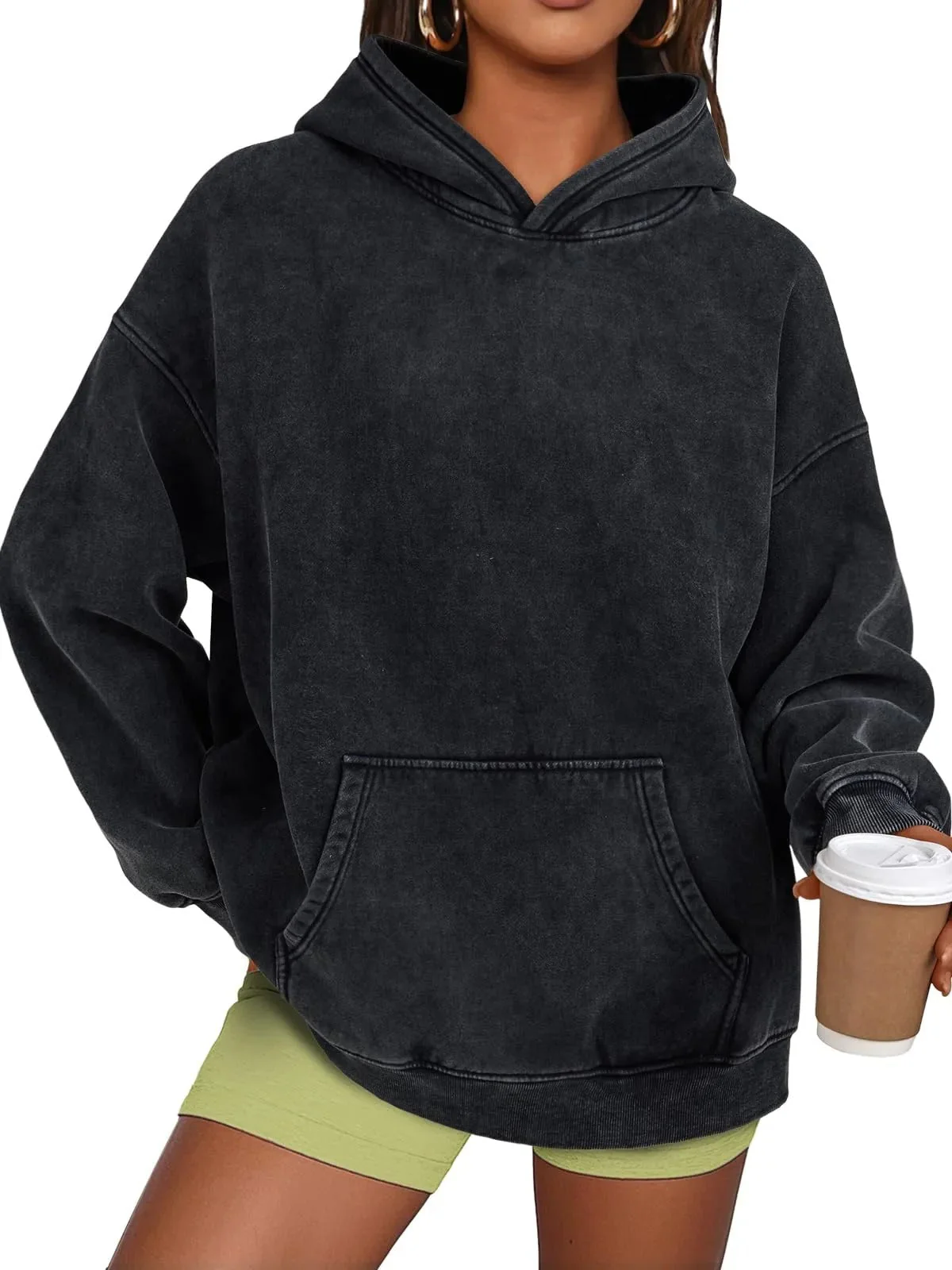 🔥LAST DAY SALE 49% OFF!!💥🎁Womens Acid Wash Hoodie Oversized Long Sleeve Fall Fashion Sweatshirts - Image 9