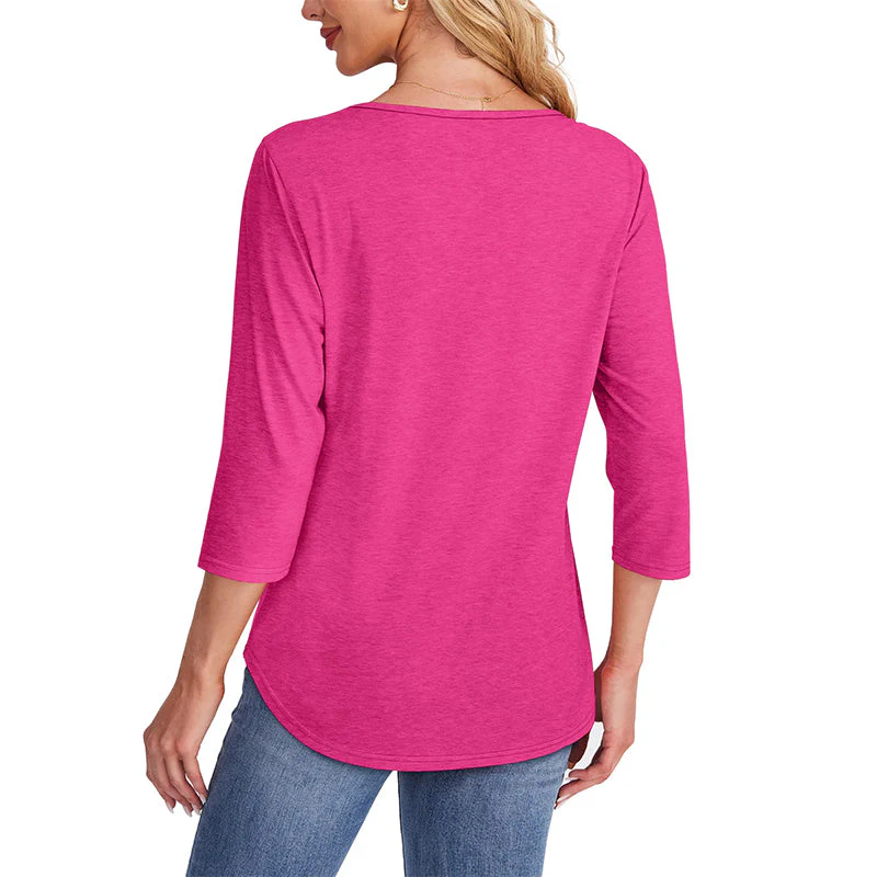 💕Last Day 50% OFF👚Women’s Pleated Detail 3/4 Sleeve Casual T-Shirt - Image 5