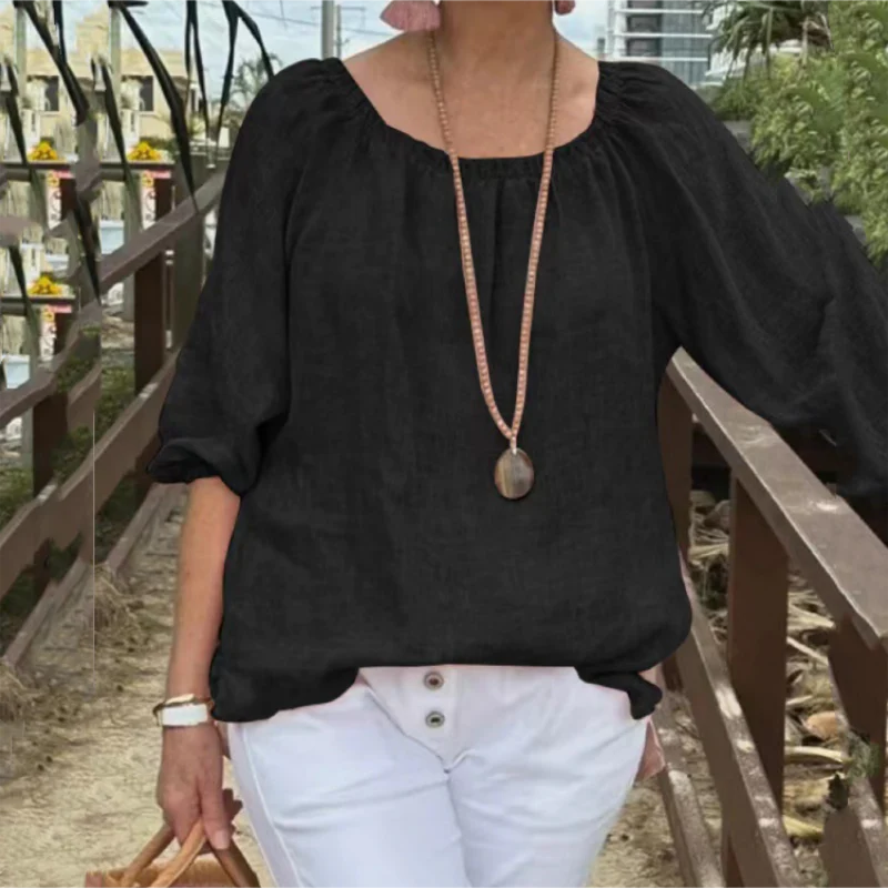 💥Limited time 49% off🔥Women's Plus Size Casual Top with Elastic Midi-Sleeve - Image 3