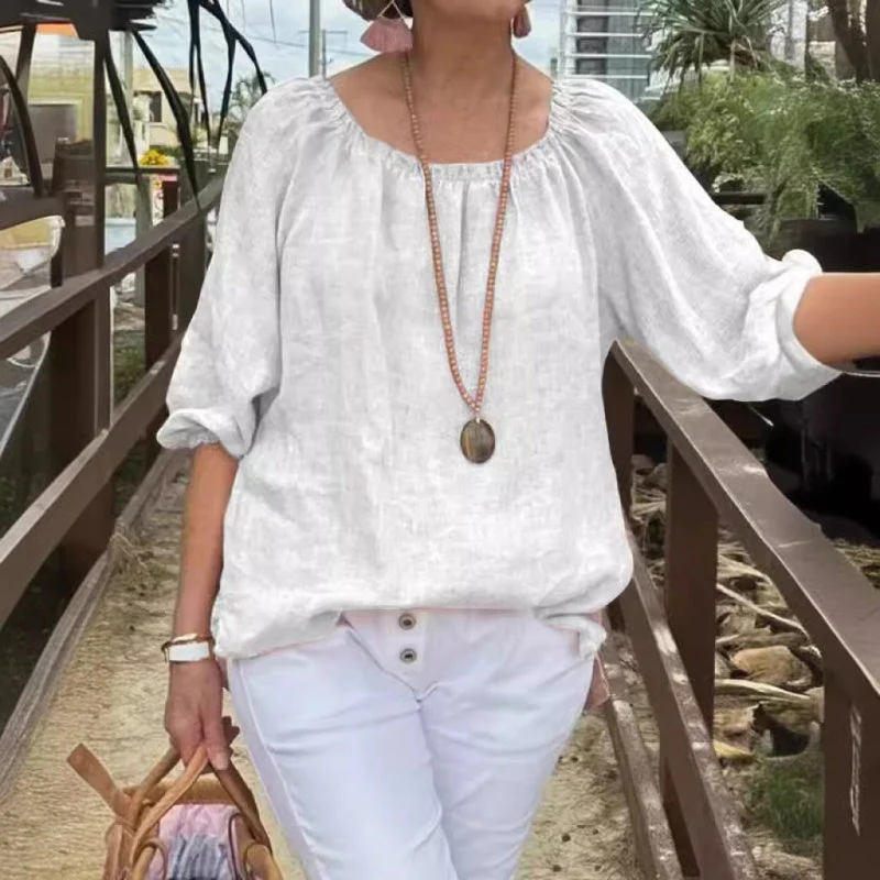 💥Limited time 49% off🔥Women's Plus Size Casual Top with Elastic Midi-Sleeve - Image 4