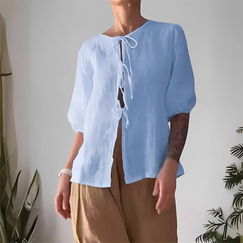 Women’s 2 Piece Outfits Tie Front Top & Pants - Image 5