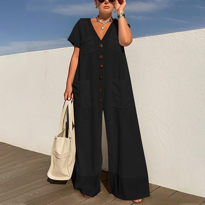 ⏳Time-limited Special⏰Women's Fashion V-Neck Loose Jumpsuit - Image 10