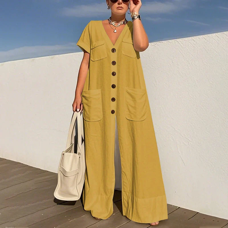 ⏳Time-limited Special⏰Women's Fashion V-Neck Loose Jumpsuit - Image 12