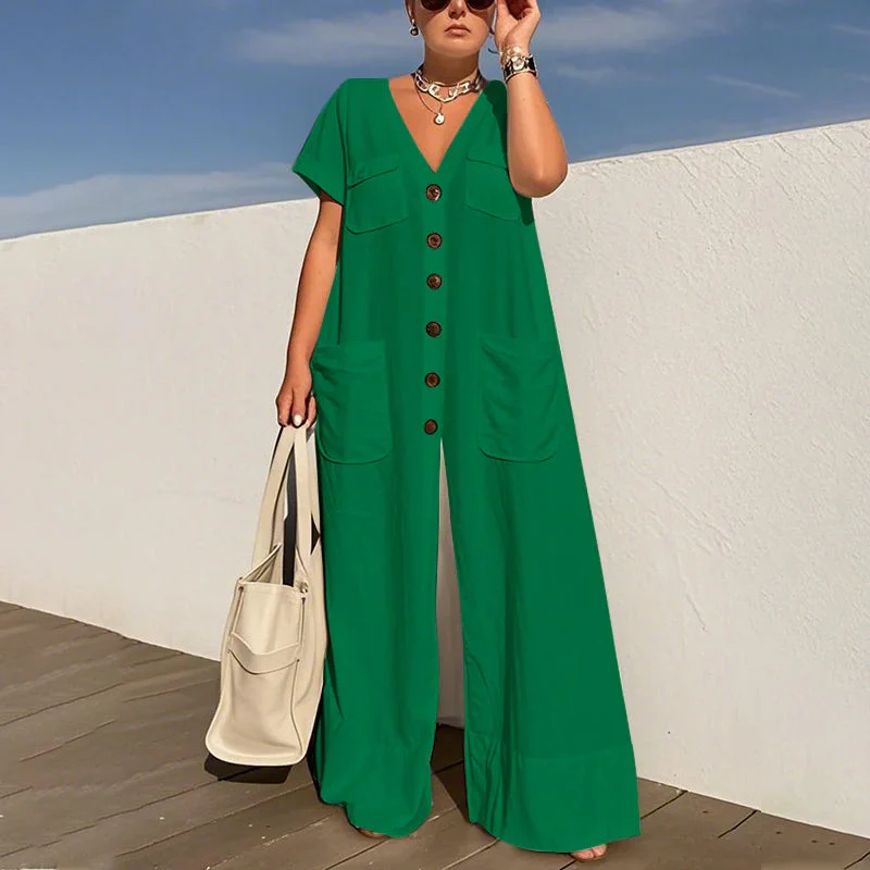 ⏳Time-limited Special⏰Women's Fashion V-Neck Loose Jumpsuit - Image 13