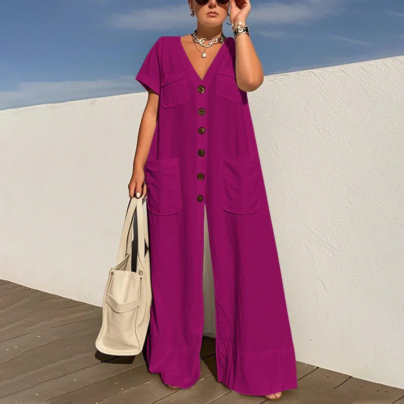⏳Time-limited Special⏰Women's Fashion V-Neck Loose Jumpsuit - Image 14