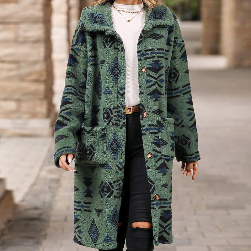 🍂Fall Specials🍂Women's Lapel Print Long-Sleeve Coat - Image 2
