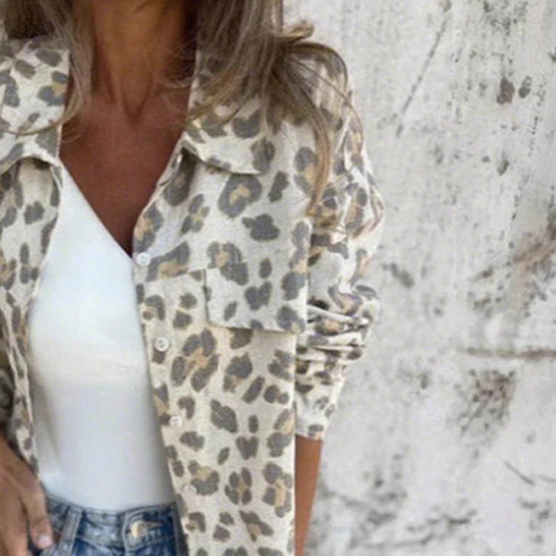 Women's Soft Casual Leopard Print Shirt - Image 3