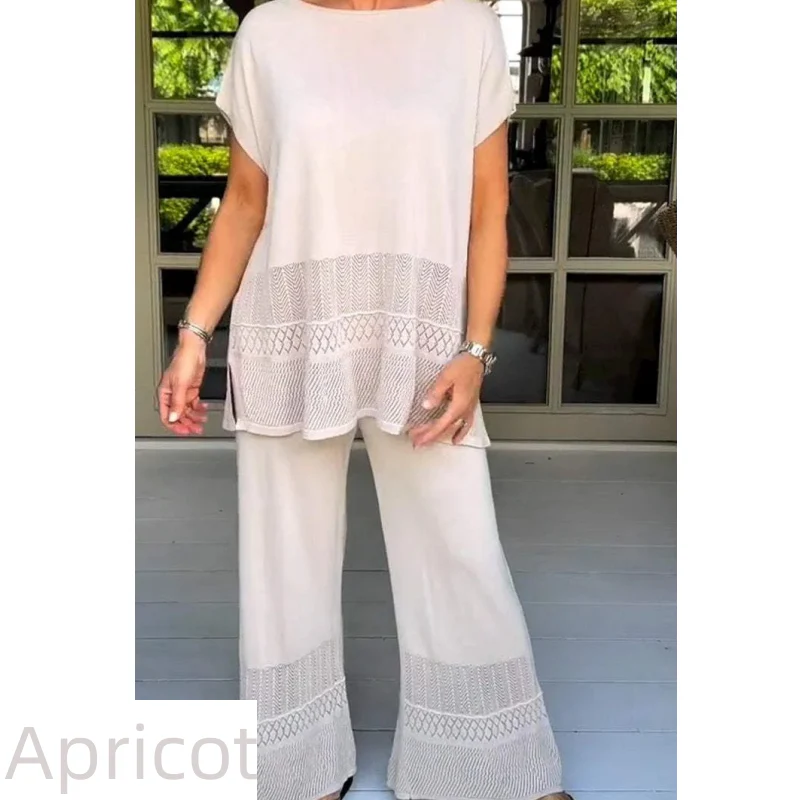 Women’s Solid Color Two-Piece Short Sleeve Top & Pants Set - Image 10