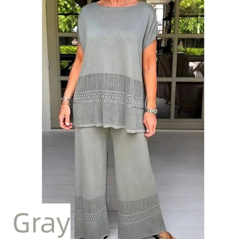 Women’s Solid Color Two-Piece Short Sleeve Top & Pants Set - Image 8