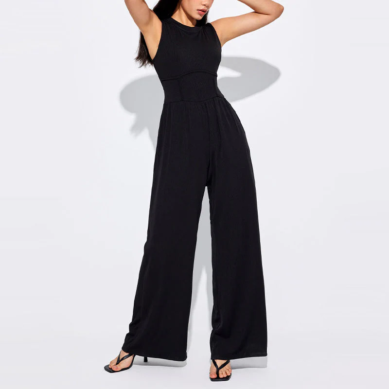 🔥Last Day Promotion 49% OFF 🔥Women’s Solid Sleeveless Wide Leg Jumpsuit - Image 3